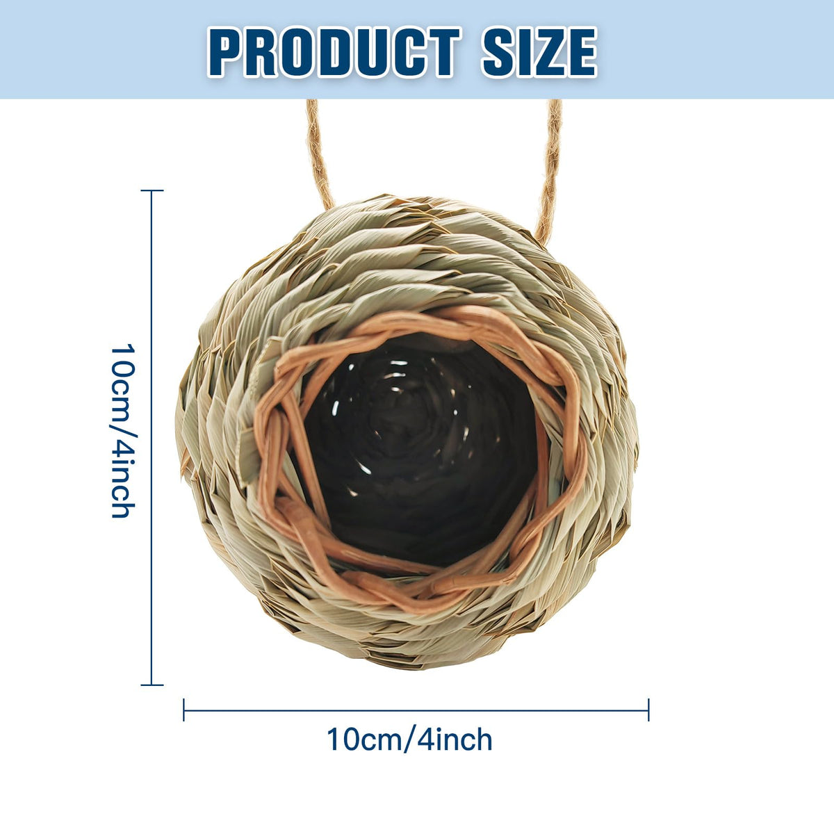 WDEFUN hand-woven hummingbird nest with natural grass texture