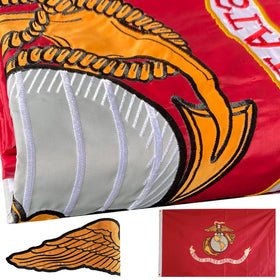 WDGG embroidered Marine Corps flag, double-sided, for durable outdoor display.