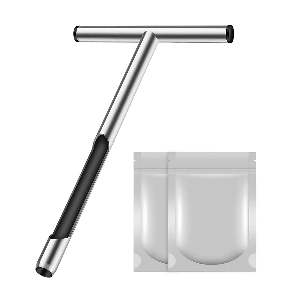 Wdlxmzx 12-inch stainless steel soil probe with T-handle for precise garden sampling.