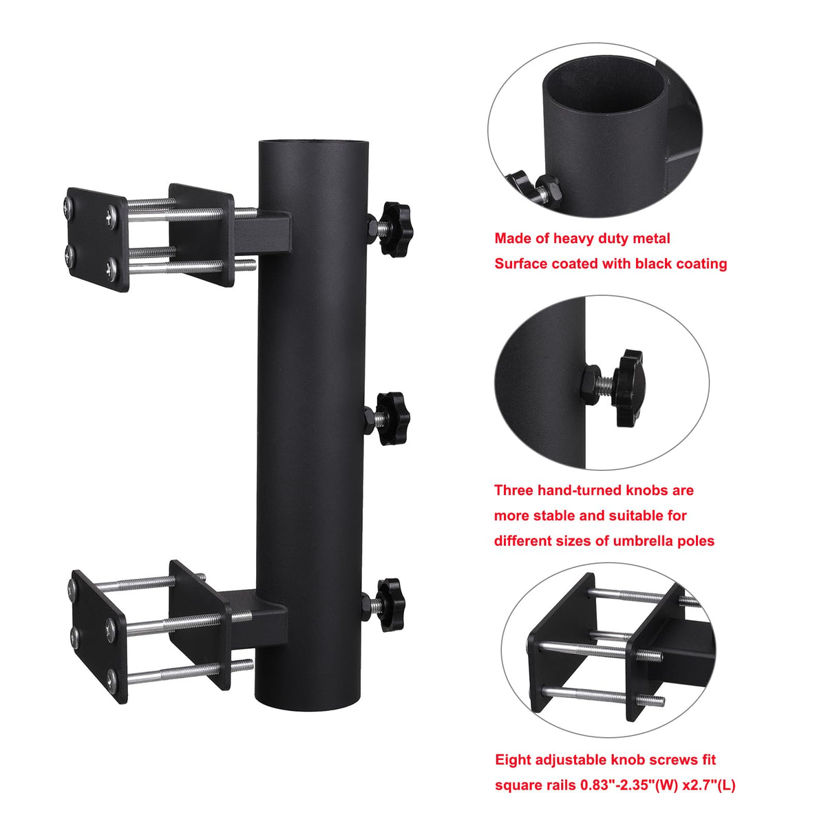 Wdwlbsm heavy-duty umbrella clamp keeps parasol firmly fixed