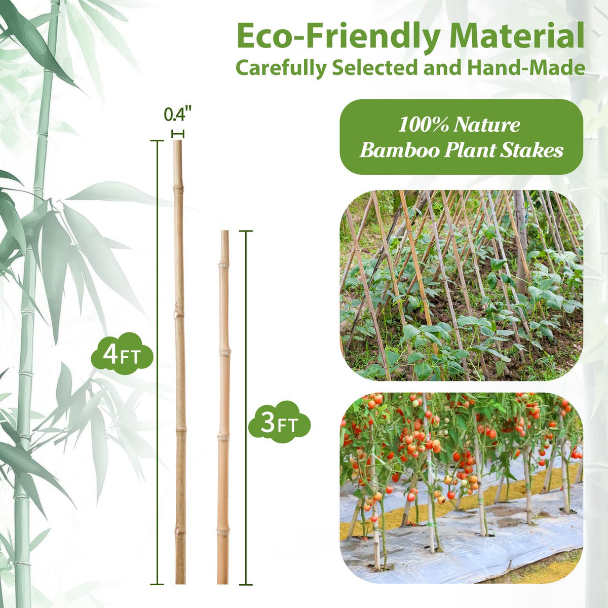 WDZZHOT bamboo stake pack 25pcs for multiple garden plants.
