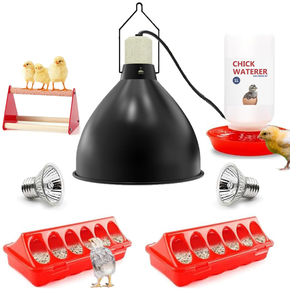 Weartfun Chick Feeder Trough Dual Front View for efficient multi-chick feeding