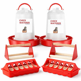 Weartfun chick feeder waterer kit with two 0.4 gal waterers for reliable hydration.