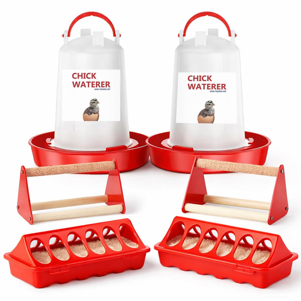 Weartfun chick feeder waterer kit with two 0.4 gal waterers for reliable hydration.