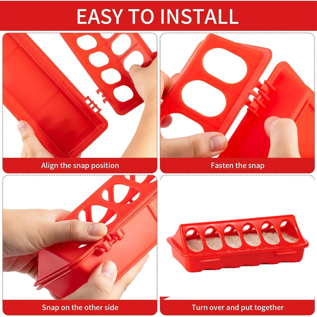 Weartfun 8-inch plastic troughs are lightweight and easy to relocate for growing flocks.