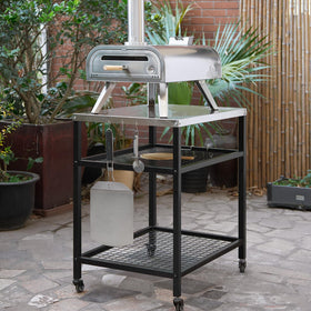 WEASHUME grill cart with movable 360-degree wheels for flexible outdoor setup.