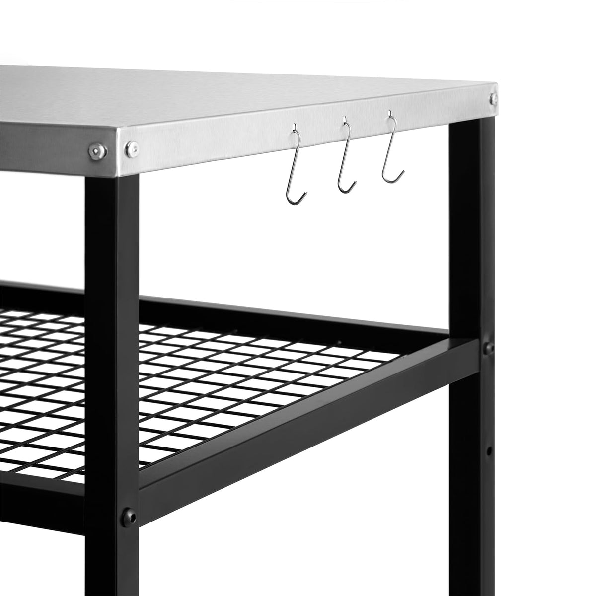 WEASHUME three-shelf cart adapts from prep to serving roles.
