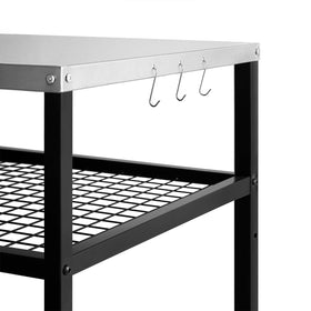 WEASHUME three-shelf cart adapts from prep to serving roles.