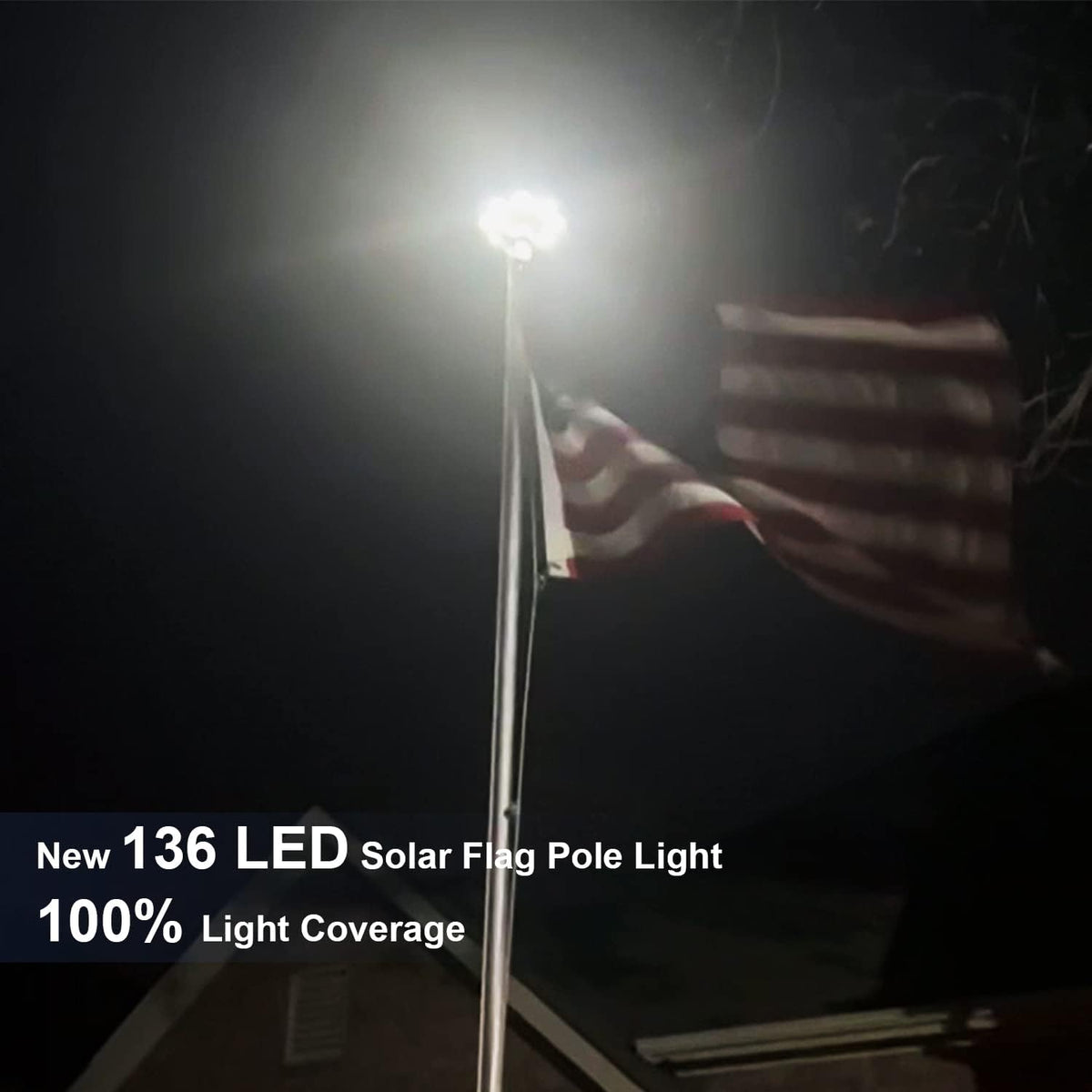 Weavelife 136 LEDs deliver full flag coverage without extra batteries.