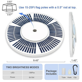 Weavelife dual brightness modes extend evening illumination for flags.