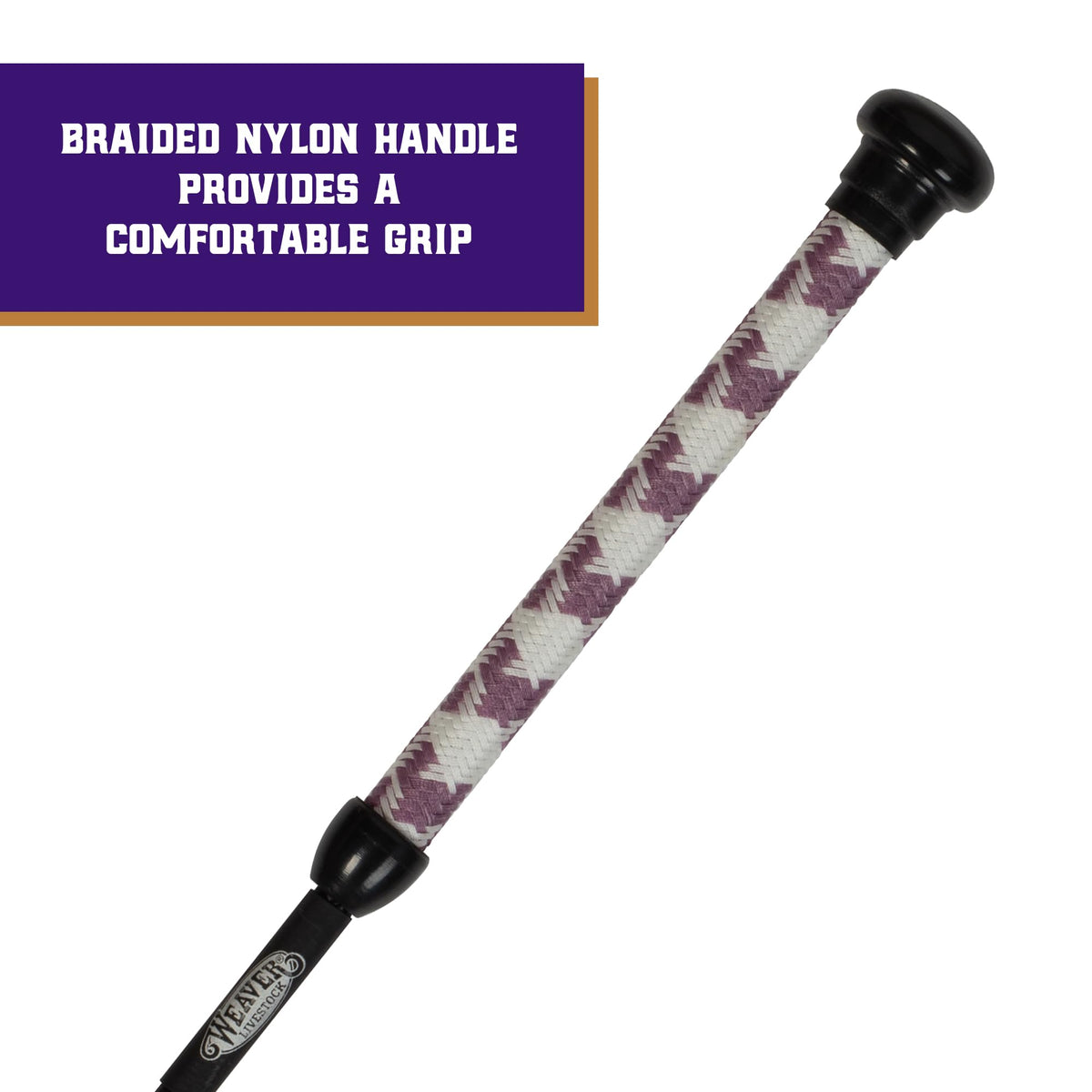 Weaver Livestock Basic Pig Show Whip shaft provides sturdy in-ring control.