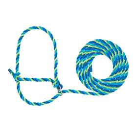 Weaver Livestock poly rope breaking halter in blue for gentle cattle handling and release