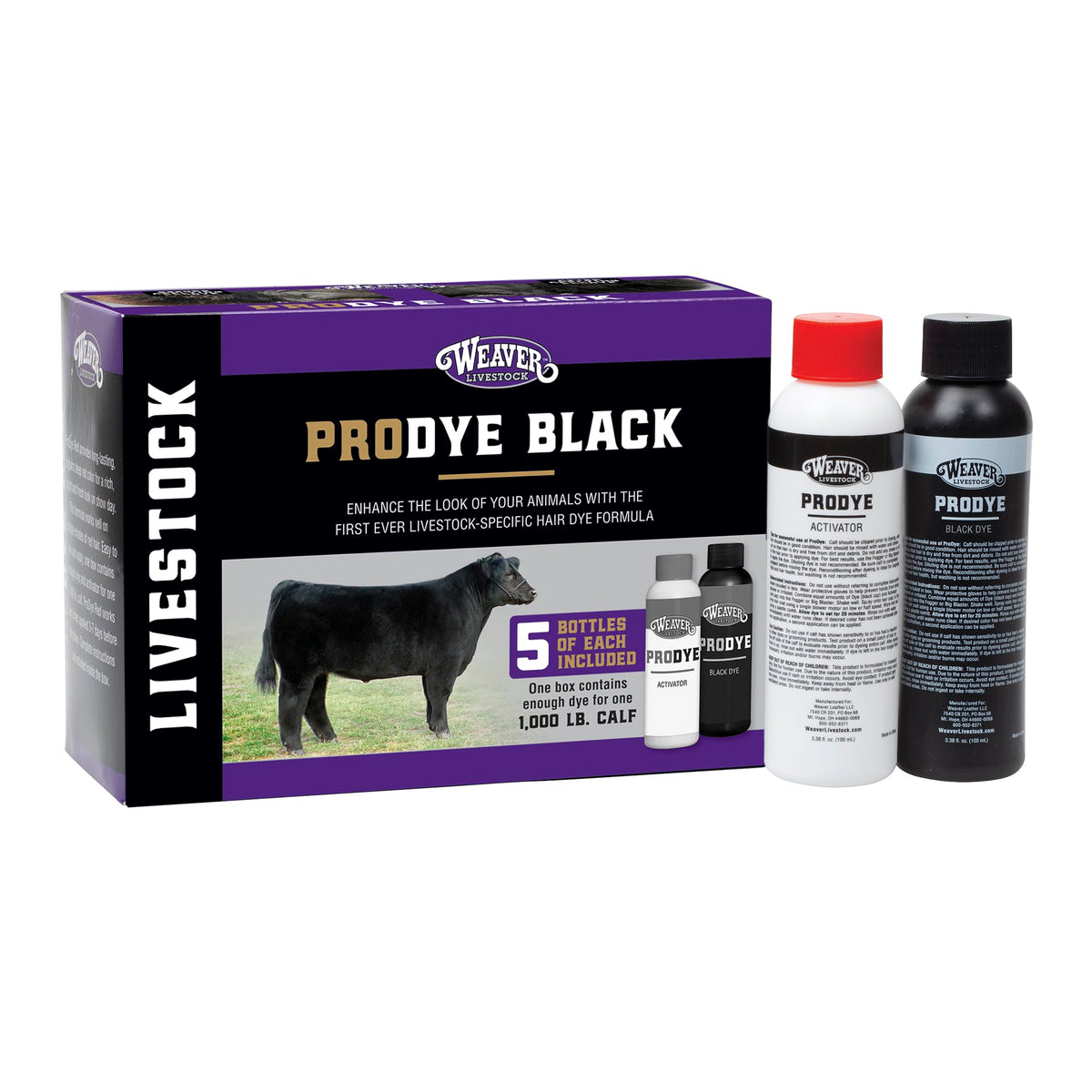 Weaver Livestock ProDye deep black dye bottle for even, show-ready color