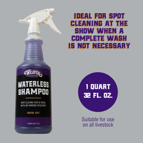 Weaver Livestock Waterless Shampoo applied to coat for targeted spot cleaning