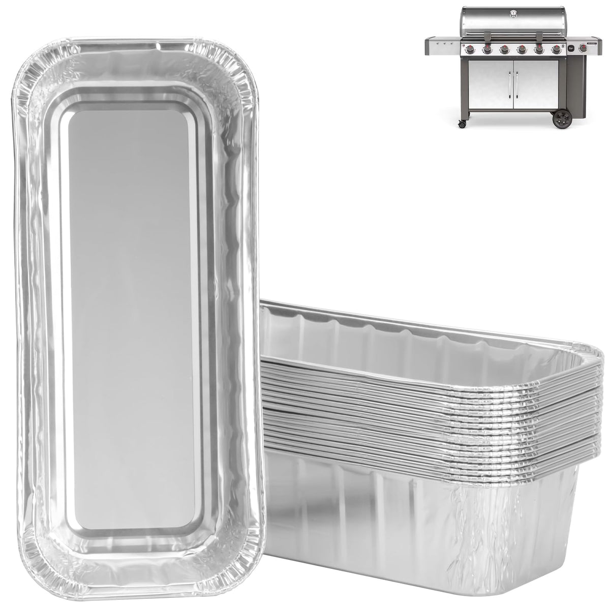 Webroil grease catcher pans compatible with Weber 6417 and 6498 for easier cleanup.