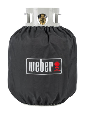 Weber 20 lb propane tank cover with UV inhibitors for fade resistance