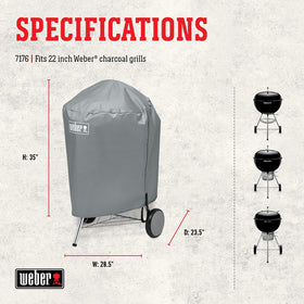 Weber 22-inch charcoal kettle cover, fabric close-up, premium polyester texture.
