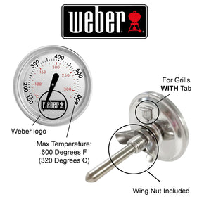 Weber 60540 wing nut assembly ensures secure thermometer installation.