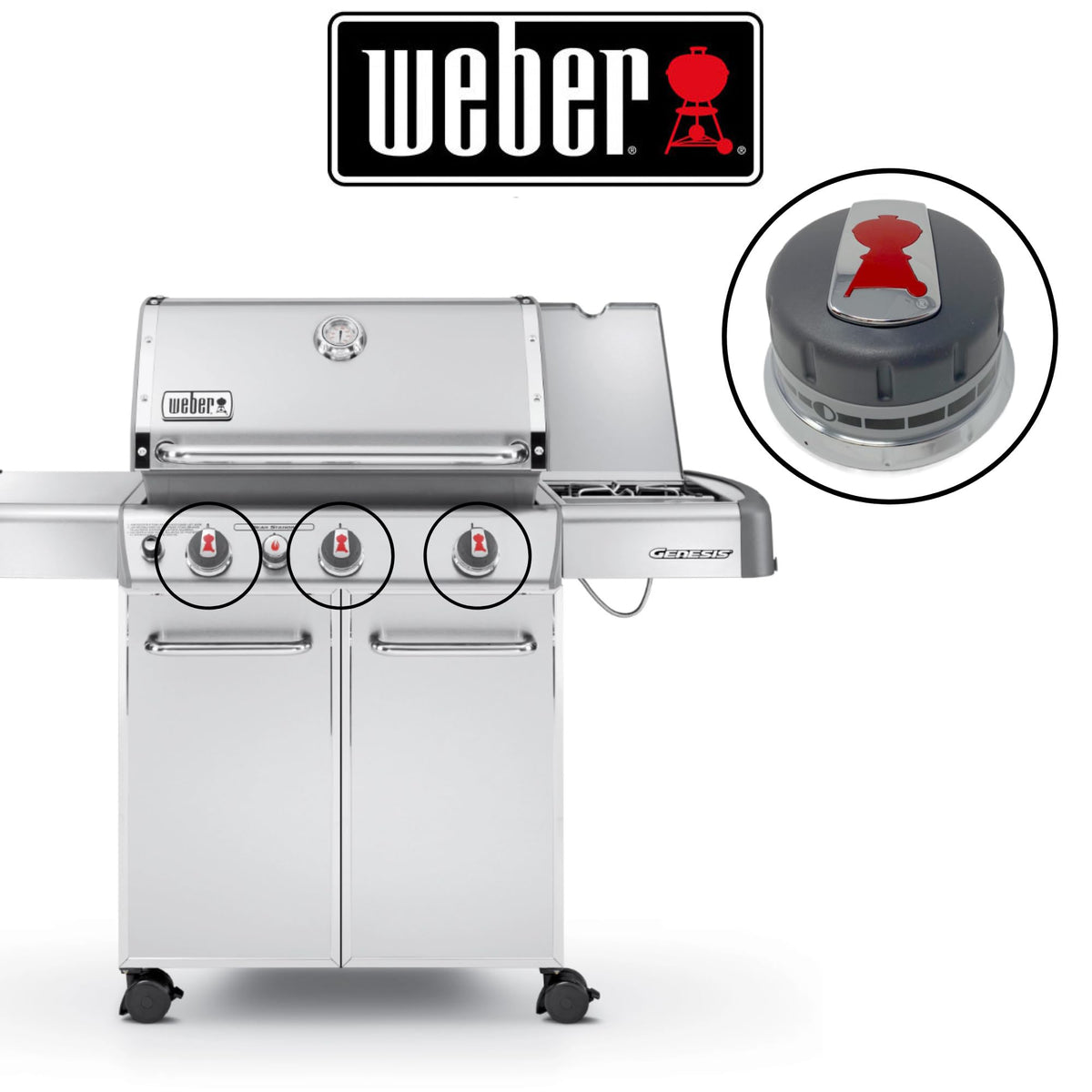 Weber 88848 knob installation simple visual guide.