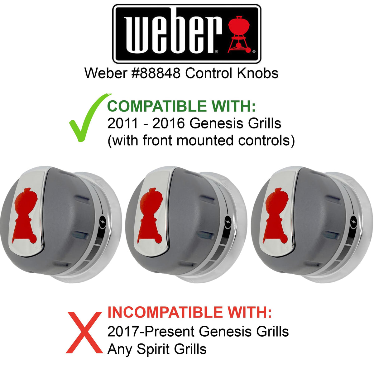 Weber 88848 knob pack 3 for Genesis grills.