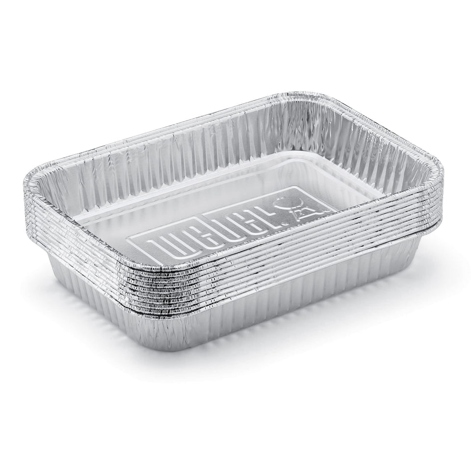 Weber Aluminum Drip Pans 10-Pack ready to line your grill tray for mess-free cooking.