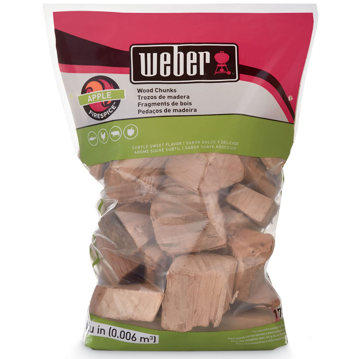 Weber Apple Wood Chunks pork ham use adds subtle fruit flavor.