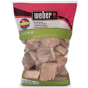 Weber Apple Wood Chunks smoke release creates fragrant fruity notes on beef.