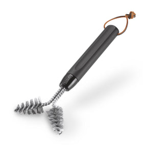 Weber Cast-Iron Brush with a long handle reaches interior grill components for deep cleaning