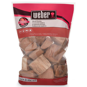 Weber Cherry Wood Chunks enhance pork and vegetables flavors