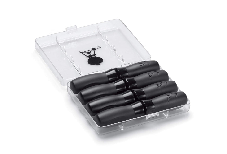 Weber corn pick set in black with eight stainless steel picks for easy, safe corn eating.