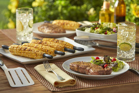 Weber corn pick set clear storage case keeps picks organized for picnics.