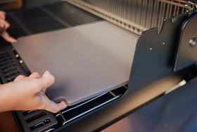 Weber Crafted Glazed Baking Stone desserts on grill caramelize edges beautifully