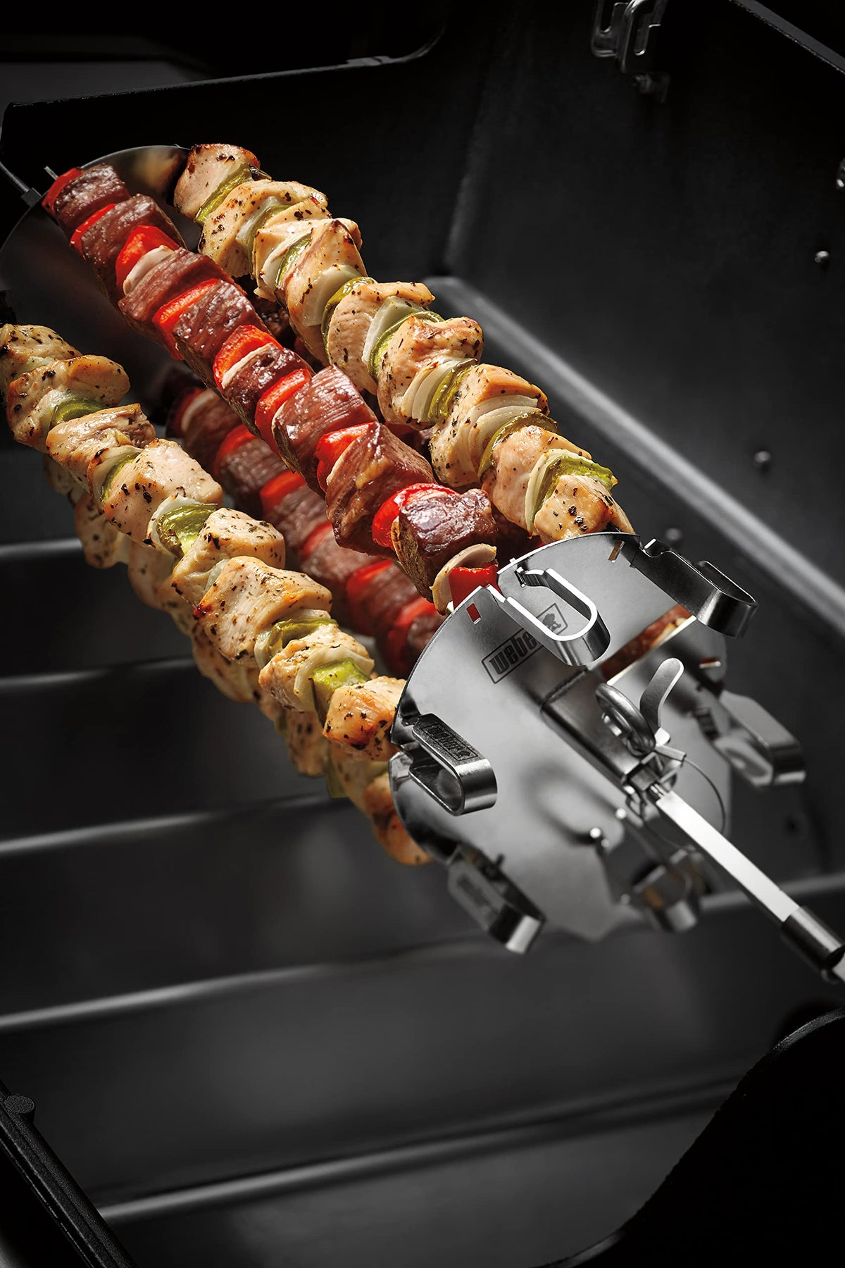 Weber Crafted skewers loaded with meats and vegetables for even cook