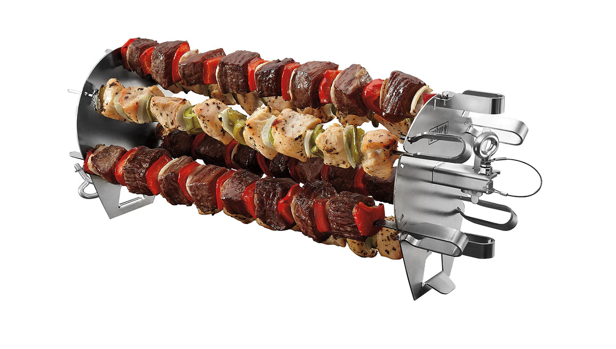 Weber Crafted skewers on the grill delivering consistent rotation