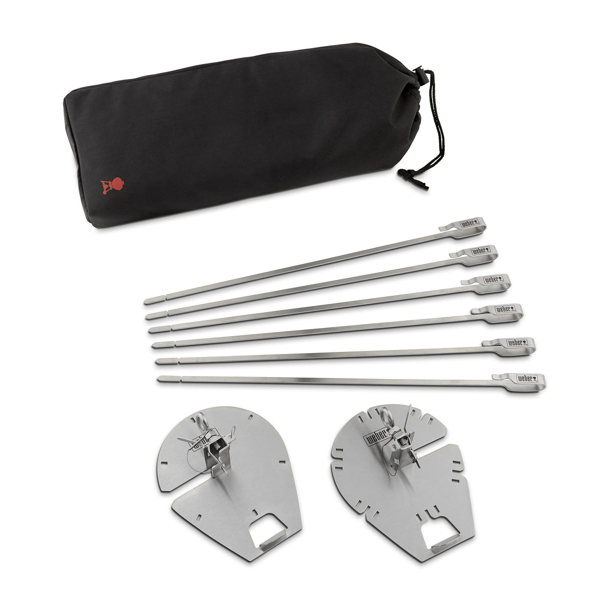 Weber Crafted rotisserie spit mount showing quick setup