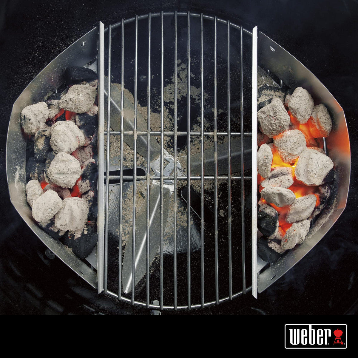Weber fits 18-inch and larger charcoal grills for versatile grilling.