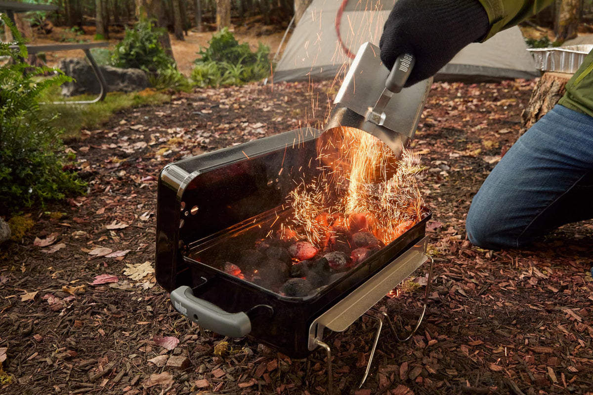Weber Go-Anywhere rectangular design makes packing and carrying effortless.