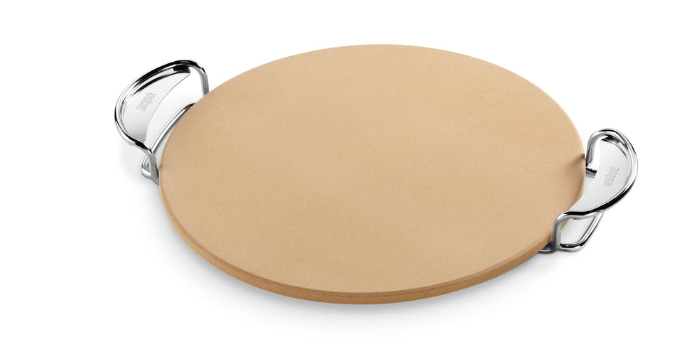 Weber Gourmet pizza stone cordierite enhances crispy crust on grill