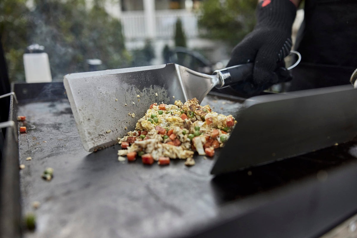 Weber Griddle Spatula ergonomic design aids delicate flips