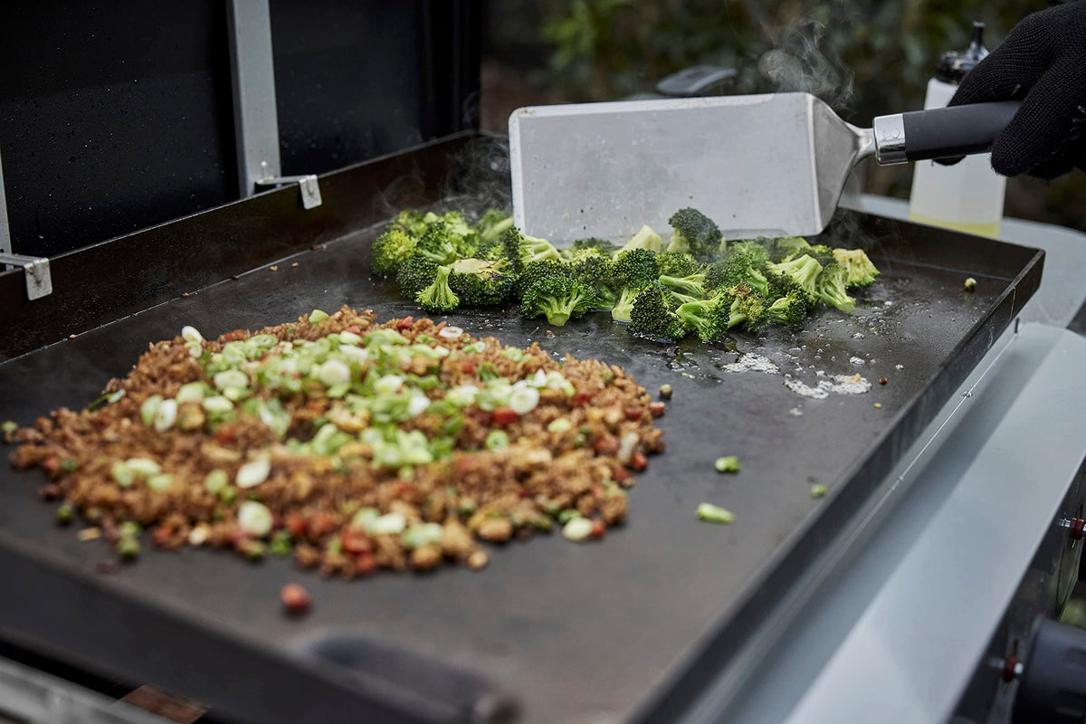 Weber Griddle Spatula 16.4-inch size reaches across the griddle