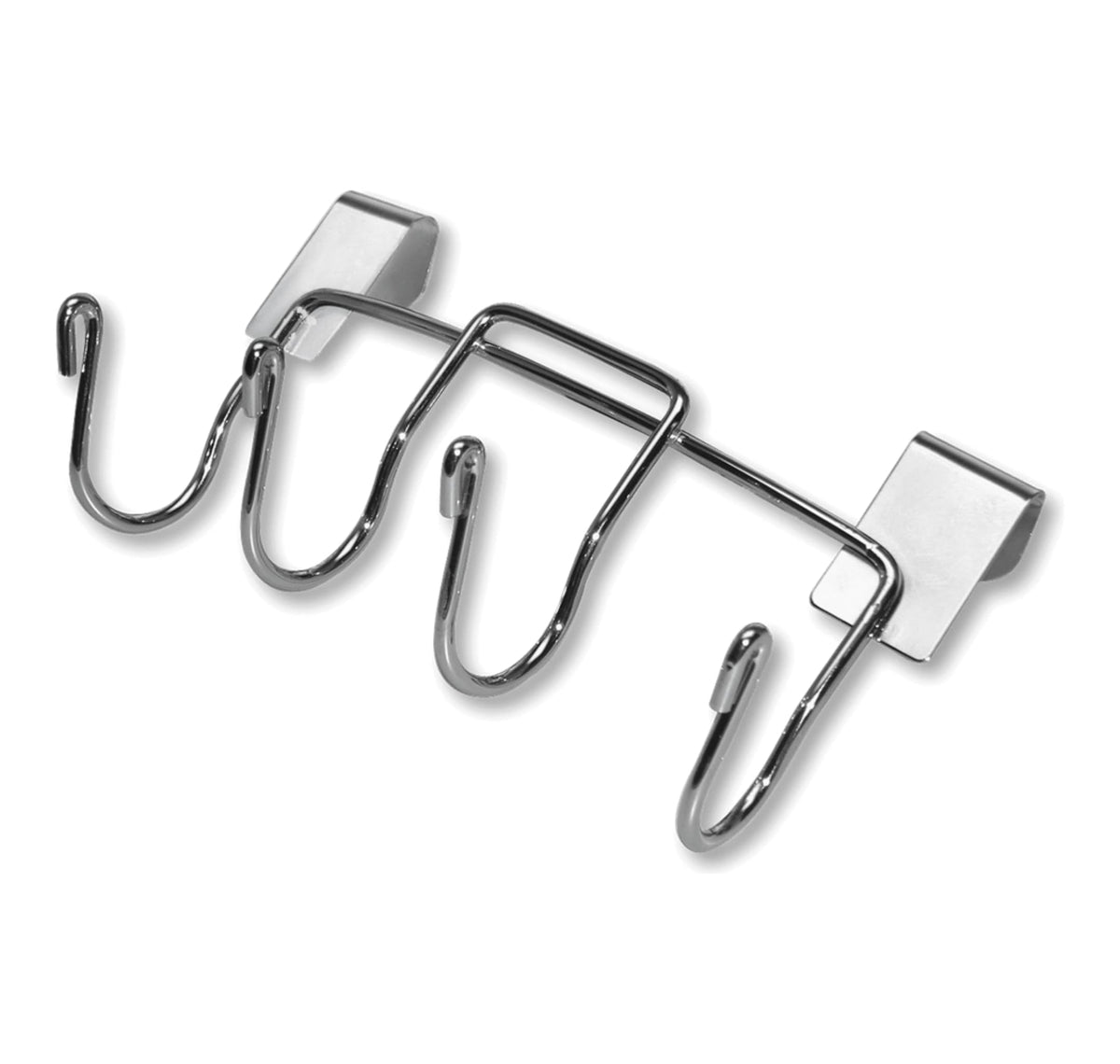 Weber tool holder steel mounted on kettle keeps grilling tools within reach.