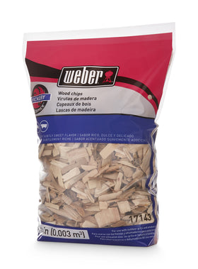 Weber Hickory chips close-up showing texture for deep grilling aroma.