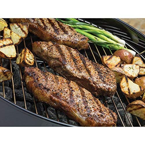 Easy briquette access with Weber hinged grate during an ongoing cook.