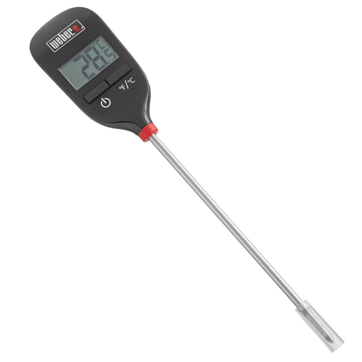 Weber Instant-Read thermometer display in action for precise steak temps