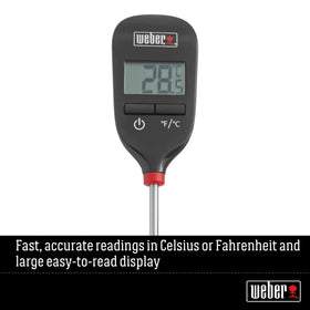 Weber thermometer switches between Fahrenheit and Celsius for flexible readings
