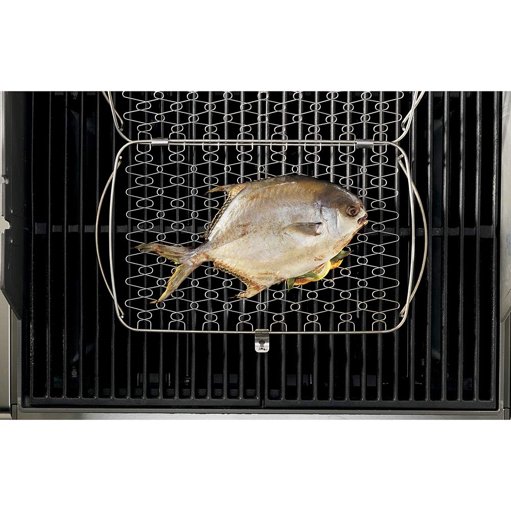 Weber large fish basket for charcoal grills helps prevent sticking.