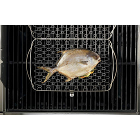 Weber large fish basket for charcoal grills helps prevent sticking.