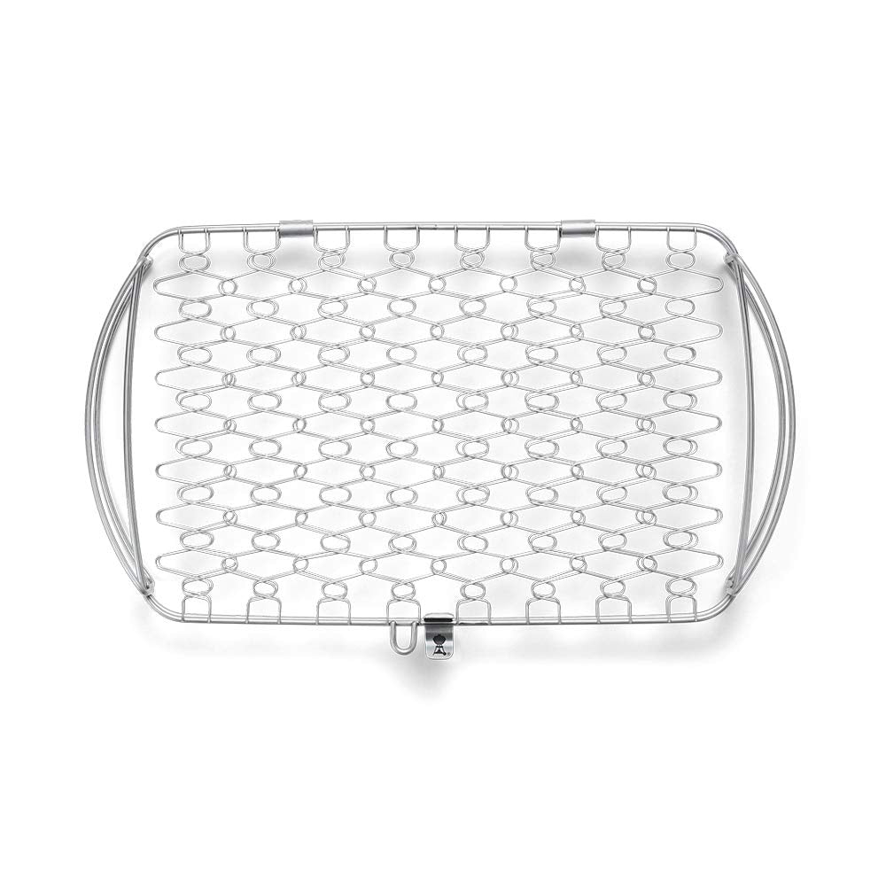 Weber large fish basket ideal for delicate foods on the grill.