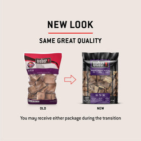 Weber Mesquite Wood Chunks on grill for even heat and smoked aroma.