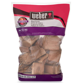 Weber Mesquite Wood Chunks ideal with pork, beef, or lamb meals.